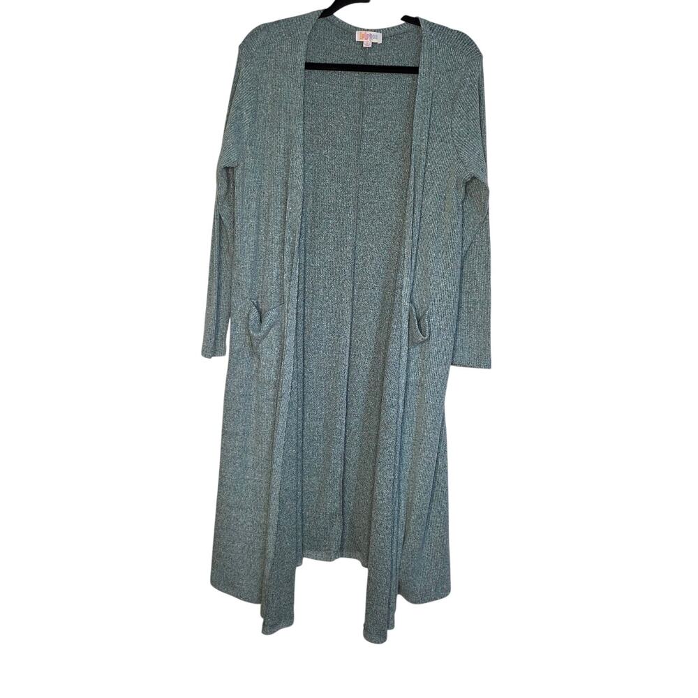 Lularoe Sarah Long Cardigan Duster Sweater blue womens size Large